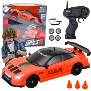 Coche Deportivo R/C Control Remoto 1:24 Naranja con Ruedas Intercambiables