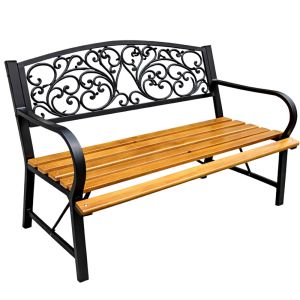 Banco de Jardín de Metal y Madera para 2 Personas