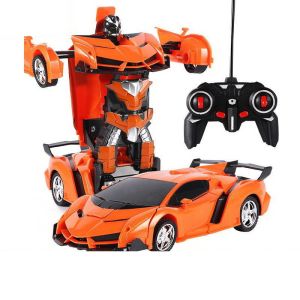 Auto Robot Transformer + Control Remoto Coche Deformado Naranja
