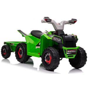 Moto Cuatrimoto Eléctrica Verde con Remolque 6V
