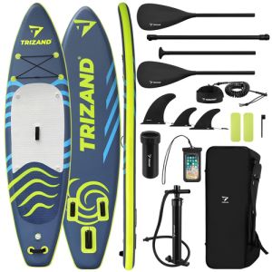 Tabla SUP Trizand de 320 cm en el agua mostrando su estabilidad