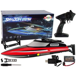 Lancha motorizada RC 2.4 GHz Lean Toys roja, vista superior