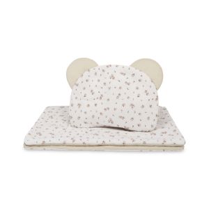 Set de Paseo Sensillo de Manta y Cojín Algodón Rosa Beige