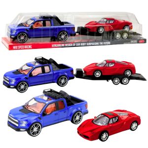 Vehículo todoterreno con remolque y coche deportivo