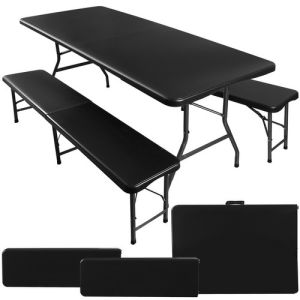 Mesa de jardín plegable Gardlov 180cm con 2 bancos