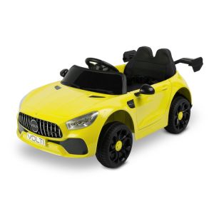 Coche eléctrico infantil Toyz Volti amarillo con puertas abatibles, vista frontal