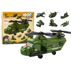 Set de bloques de construcción helicóptero militar Lean Toys, vista de la caja