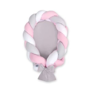 Nido Trenzado 2 en 1 My Sweet Baby - Blanco, Gris y Rosa