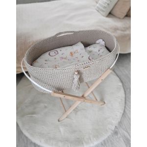 Set de Moisés Boho Hecho a Mano My Sweet Baby - Beige Claro - Incluye Patas
