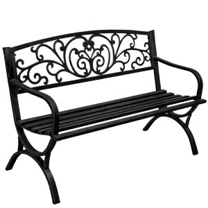 Banco de Jardín de Metal para 2 Personas Decorado Negro 127 cm