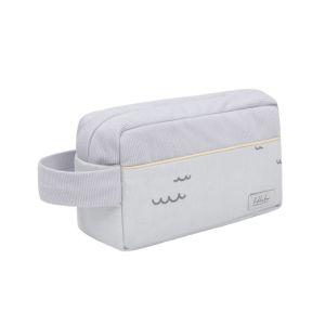 Neceser accesorios bebé Kikkaboo gris liso, vista frontal con asa lateral
