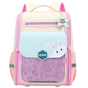 Mochila Escolar Pastel con Correa de Conejo 21L