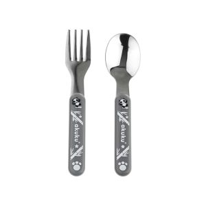 Cubiertos de acero inoxidable Akuku para bebés - Cuchara y tenedor