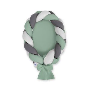 Braided Baby Nest 2 In 1 - Pastel Green - Gray - Anthracite