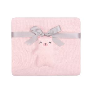 Manta de punto de algodón Bear with me Rosa Kikkaboo