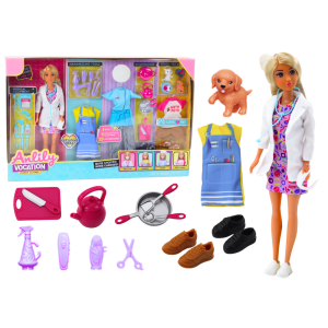 Muñeca Anlily 4 en 1: Doctor, Peluquera, Cocinera y Amante de Animales