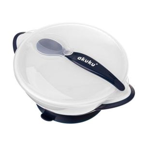 Bol de alimentación con ventosa y cuchara Akuku - Navy