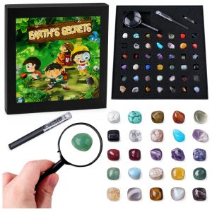 Set de piedras y cristales naturales con lupa, 43 piezas