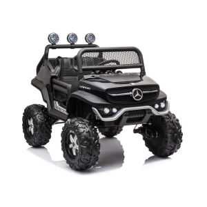 Coche eléctrico infantil Mercedes Unimog S negro LEAN CARS vista lateral