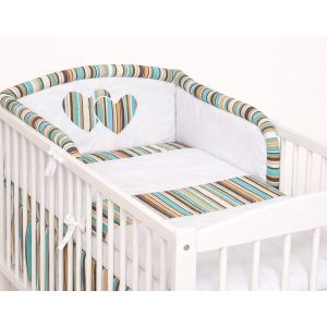 Protector de Cuna My Sweet Baby Universal Hearts Brown Strips