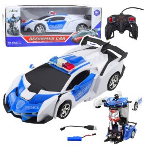 Auto Robot 2 en 1, Coche Policía RC 1:18
