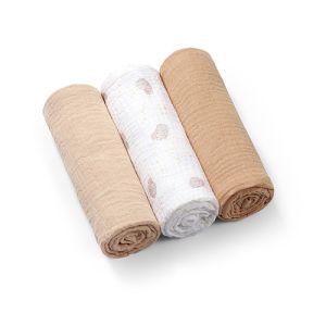 Paquete de 3 Pañales Muselina Suave Babyono Beige