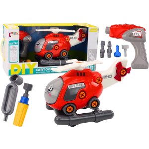 Helicóptero de Cartón Desmontable Rojo para Niños