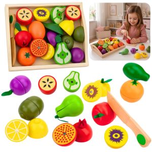 Set de Frutas de Madera Magnético con Cuchillo Seguro