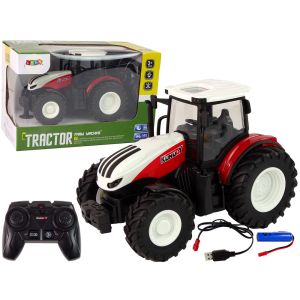 Tractor Agrícola RC 1:24 con Control Remoto Blanco y Rojo