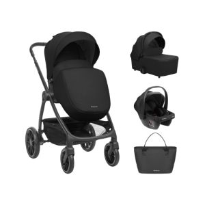 Carrito de bebé 3en1 Kikkaboo Modena Negro - Comodidad y Estilo