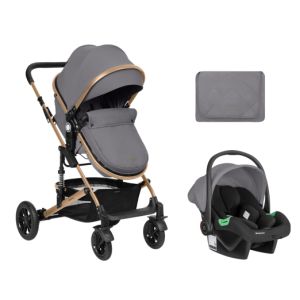 Carrito de bebé 3en1 Kikkaboo Amaia Gris Claro 2024