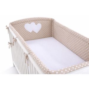 Protector de Cuna My Sweet Baby XXL - Corazones en Blanco y Marrón