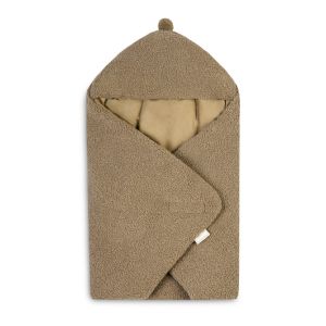 Manta para silla de coche Sensillo Boucle, color beige oscuro con suave terciopelo