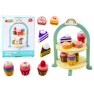 Set de dulces de madera con soporte elegante