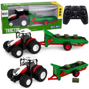 Tractor agrícola RC 1:24 con remolque y luces LED