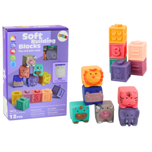 Bloques Educativos Suaves de Animales y Letras Coloridos - 12 Pzs