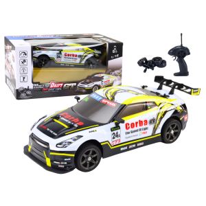 Coche Deportivo RC 1:16 con Ruedas Intercambiables Blanco y Amarillo