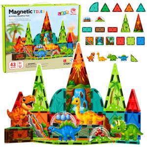 Bloques de construcción magnéticos coloridos de Lean toys en acción.