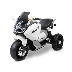 Moto eléctrica infantil Toyz Nitro blanca con tres ruedas estables