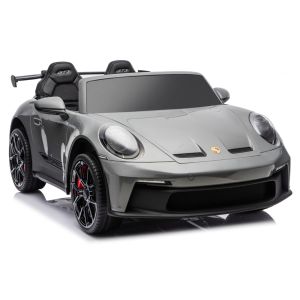 Coche eléctrico Porsche GT3 gris de Lean Cars, diseño moderno y atractivo.