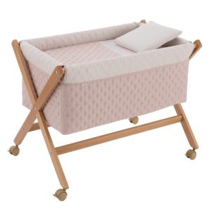Minicuna Tijera Madera Tender Blush/natural 55x87x74 Cm - Cambrass
