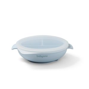 Plato de Silicona con Ventosa y Tapa Babyono - Azul
