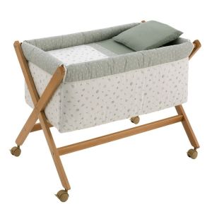 Minicuna Tijera Madera Calma Verde/natural 55x87x74 Cm - Cambrass