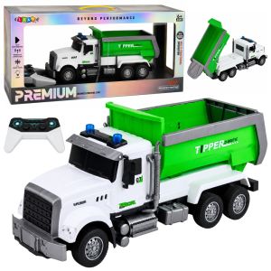 Camión volquete teledirigido verde con caja movible