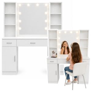 Mesa de tocador con espejo LED, ideal para maquillaje