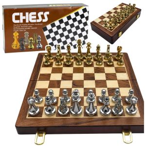 Juego de Ajedrez de Metal con Tablero Plegable