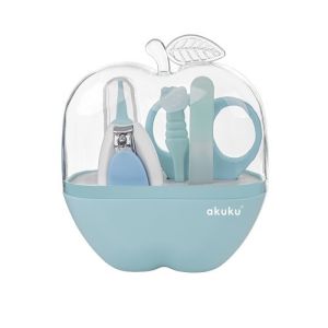 Set de cuidado para bebé Akuku en estuche manzana azul