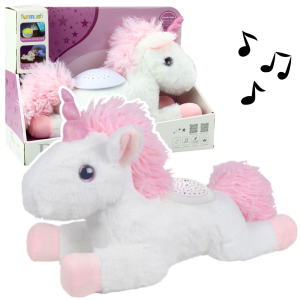 Peluches unicornio con proyector y melodías suaves para bebés