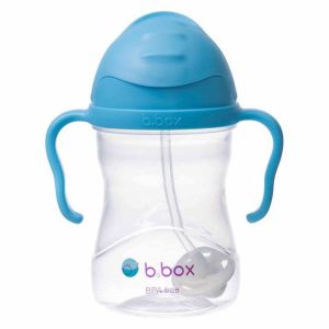 Botella B.box 240ml con pajita en color azul perfecta para bebés.