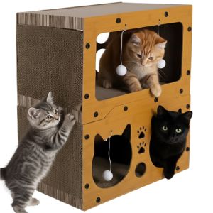 Rascador para Gatos Purlov - Casa de Dos Pisos Eco-Friendly
